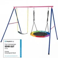 COSTWAY Doppelschaukel, (2-tlg), Schaukelgestell mit 2 Schaukeln für Kinder, Metall, 300kg belastbar