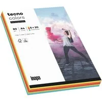 Inapa tecno Druckerpapier Rainbow, Intensivfarben-Mix, Format DIN A4, 80 g/m², 100 Blatt