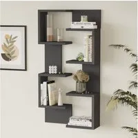 en.casa Wandregal, 2-er Set, »Omn« 93 x 24 x 15 cm Anthrazit