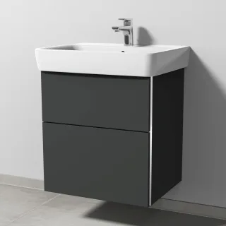 Sanipa 3way Waschtischunterbau zu Geberit Renova Plan Waschtisch mit 2 Auszügen, Graphit-Matt BP8751B