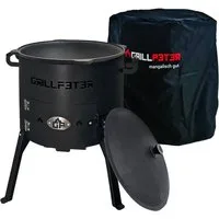Grillpeter Holzkohlegrill Utschak Set Nurlan Ø40cm mit Kasan 10L mit Abdeckhaube