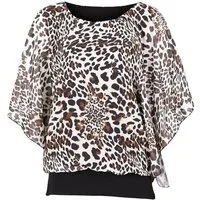 malito more than fashion Chiffonbluse malito Damen Bluse im Fledermaus Look, Tunika mit Rundhals und breite Bluse im Fledermaus Look Einheitsgröße