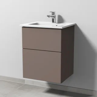 Sanipa 3way Keramik-Set Venticello Keramik-Waschtisch und Unterbau mit 2 Auszügen, Taupe-Matt SP3201T