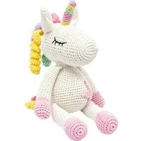 miniHeld Babypuppe Handgestricktes Einhorn "Glücksbringer" Spielzeug aus Baumwolle 28cm