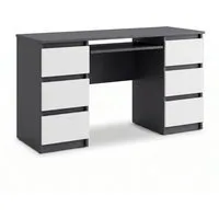 Furnica Schreibtisch CUBA Computertisch/Bürotisch, 6 Schubladen · Anthrazit / Weiß Matt