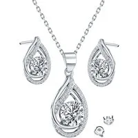 Limana Schmuckset 925 Silber Halskette mit Ohrringe Kette Ohrstecker Anhänger Set (4-tlg., Weihnachten Muttertag Geburtstag ink. Schmuckbox), Geschenkset Geschenk Schmuck für Sie Frauen Damen Freundin Mutter