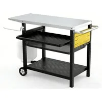 GarveeMore Beistelltisch Outdoor Grill Cart mit drei Regal Pizza Ofen Tisch