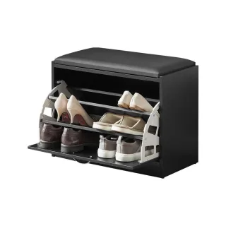 SoBuy Schuhbank, Schwarz, Holzwerkstoff, 60x47x30 cm, Garderobe, Garderobenbänke, Schuhbänke