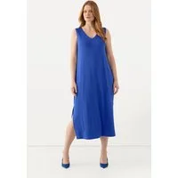 Ulla Popken Jerseykleid Slinky-Midikleid A-Linie V-Ausschnitt ärmellos