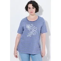 Ulla Popken T-Shirt Shirt Ringel Stickerei A-Linie Rundhals Halbarm