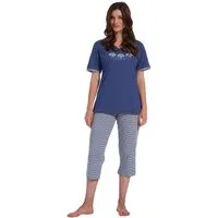 Pastunette Schlafanzug Modischer Damen Pyjama mit Caprihose (2 tlg) Baumwolle