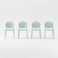 Lüllmann Besucherstuhl 4er Set Designstuhl aus Polypropylen, Farbe salbei (Spar-Set, 4 St), Designerstuhl aus Kunststoff, robust, pflegeleicht