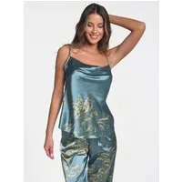 Orchibelle Capri-Pyjama Pyjama Set – Damen Schlafanzug mit Blumenmuster (Set, 2 tlg., Oberteil + Hose) Luxuriöse Loungewear & Nachtwäsche – Satin