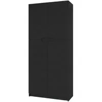 Vladon Aktenschrank Logan (Aktenschrank, mit 5 Fächern und 4 Türen) Schwarz matt/Schwarz matt (82 x 184 x 37 cm)