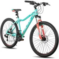 HILAND Mountainbike 26/27,5 Zoll Leichtgewichtiges bike für Frauen Ideal für alle Terrains, 21-Gang mit Lock-Out-Federgabel Dual-Scheibenbremsen, Aluminium-Rahmen