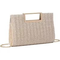 Zaewry Strandtasche Damen Strandtasche Stroh, Straw Clutch, Bohemian Clutch Stroh, für Reisen Strand Reise Schule Arbeit Einkaufen