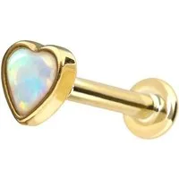 PIERCINGLINE Piercing-Set 14 Karat Gold Labret mit Innengewinde SYNTHETISCHES OPALHERZ (Labrets, 1-tlg)