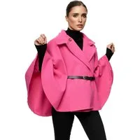 Worldclassca Poncho Worldclassca Poncho Crop Jacke Elegant Umhang Stehkragen mit Gürtel Neue Kollektion - Stilvolle und gemütliche Mode für Damen