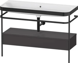 Duravit Happy D.2 Plus c-bonded Set mit Metallkonsole und Schubkasten Graphit Supermatt 1175x490x850 HP4744N80800000