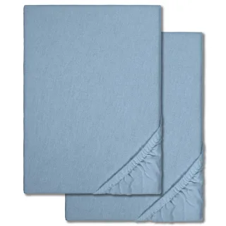 Spannbettlaken Winterflausch blau 180 x 190 - 200 x 200 cm Doppelpack