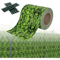 FIVMEN Sichtschutzstreifen PVC Sichtschutz Sichtschutzfolie, 35m Lang 19cm Hoch, Große Blätter, mit Befestigungsclipse Gartenzaun Windschutz für Zaun