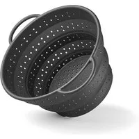 Hoffmann Germany Küchensieb Faltsieb Silikon Edelstahlring 23 cm anthrazit – platzsparend, Silikon, (1-St), 200°C, spülmaschinenfest, faltbar, Nudeln & Gemüse