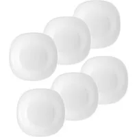 Annastore Geschirr-Set 6er Set Opal Geschirr weiß Speiseteller Suppenteller Dessertteller, 6 Personen, Eckige Teller, Stoßfest, Bruchfest