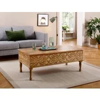 OTTO home Couchtisch Spring, aus massivem Mangoholz mit detailreichen Schnitzereien, Breite 120 cm