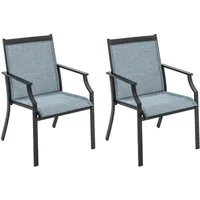 COSTWAY Gartenstuhl (2 St), 50 cm breitere Sitzfläche, mit Armlehne