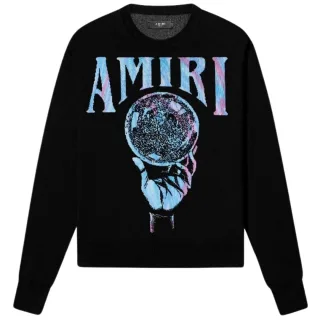 Amiri Crystal Ball Design Schwarzer Strickpullover