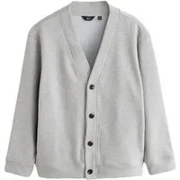 Next Strickjacke Strickjacke mit Velours und Streifen (1-tlg)