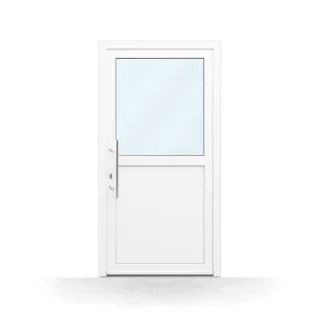 Haustür Weiß mit Glas, Kunststoff, 1 Füllung, 1 Scheibe mit Klarglas, 760x1885 mm, Modell Neuwied, individuell konfigurieren