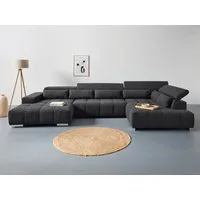 COTTA Wohnlandschaft Orion U-Form, B: 409 cm, mit Kopfteilverstellung & 6 Nierenkissen