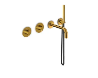 JEE-O slimline 01 Wand-Badkombination mit Thermostat, Umsteller, mattgold, 800-6475 800-6475