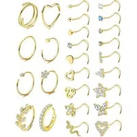 Adramata Nasenpiercing-Set 26-tlg. Nasenpiercing Set Chirurgenstahl Brillant Zirkonia Nostril