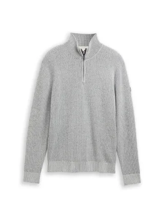 Tom Tailor - Troyer Strickpullover offwhite navy mouline - Gr. - XL