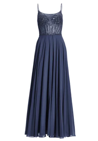 hey kyla - Chiffonkleid mit besticktem Top navy - Gr. - 38
