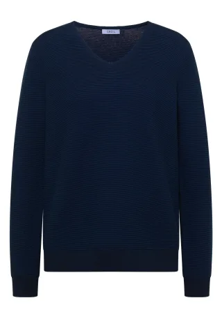 CECIL - Pullover im Two-Tone-Look mit V-Neck urban dark blue - Gr. - M