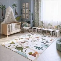 SIMPEX24 Teppich Bunte Dino Welt, Rechteckig, Höhe: 8 mm, Teppich Kinderzimmer