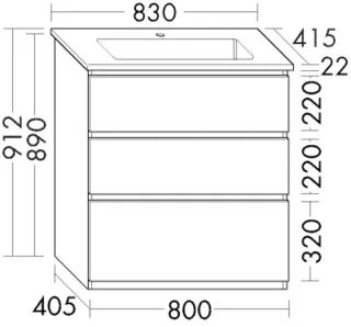 Burgbad Keramik Waschtisch+Waschtischunterschrank Lin20Lack Hochglanz Sandorange SGHE083F6517C0001