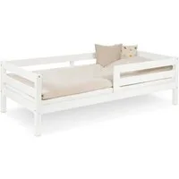 Ehrenkind Kinderbett Sona aus massivem Kiefernholz mit Rausfallschutz (Jugendbett kn weiß, Kinder Bett), Kinderbett 90x200 cm