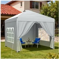Huracan Faltpavillon Gartenpavillon 3x3m mit 4 abnehmbaren Seitenwänden, mit 4 Seitenteilen, PU1500mm wasserdicht, 3-fach höhenverstellbar Pop Up Pavillon