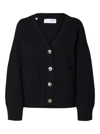 selected women - SLFJILLI LS KNIT CARDIGAN black - Gr. - L