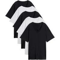 bonprix Longshirt (Packung, 5-tlg) lockere Passform, Kurzarm, mit V-Ausschnitt, unifarben