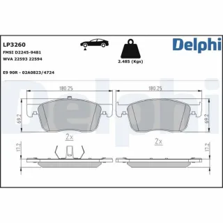 Delphi Bremsbel?ge vorne Citroen Fiat Opel Peugeot Toyota