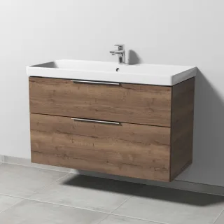 Sanipa 3way Waschtischunterbau zu Villeroy & Boch Avento Waschtisch mit 2 Auszügen, Eiche-Tabak UM62450