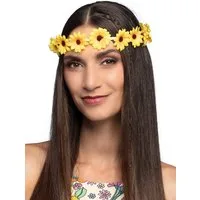 Boland Hippie-Kostüm Hippie Sonnenblümchen Haarband für Faschingskostüm, Hippie-Stirnband mit kleinen Sonnenblumen