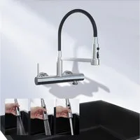 LuxusKollektion Küchenarmatur Wasserhahn Küche Wandmontage Dreiviertelzoll Anschluss Silber