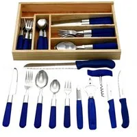 GRÄWE Besteck-Set GRÄWE 37-teiliges Starter-Set mit blauen Griffen, Serie MILANO, Edelstahl 18/0