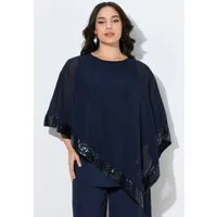 Ulla Popken Druckbluse Bluse Chiffon-Überwurf U-Boot-Ausschnitt 3/4-Arm